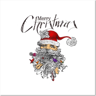 Santa Claus Face Merry Christmas Posters and Art